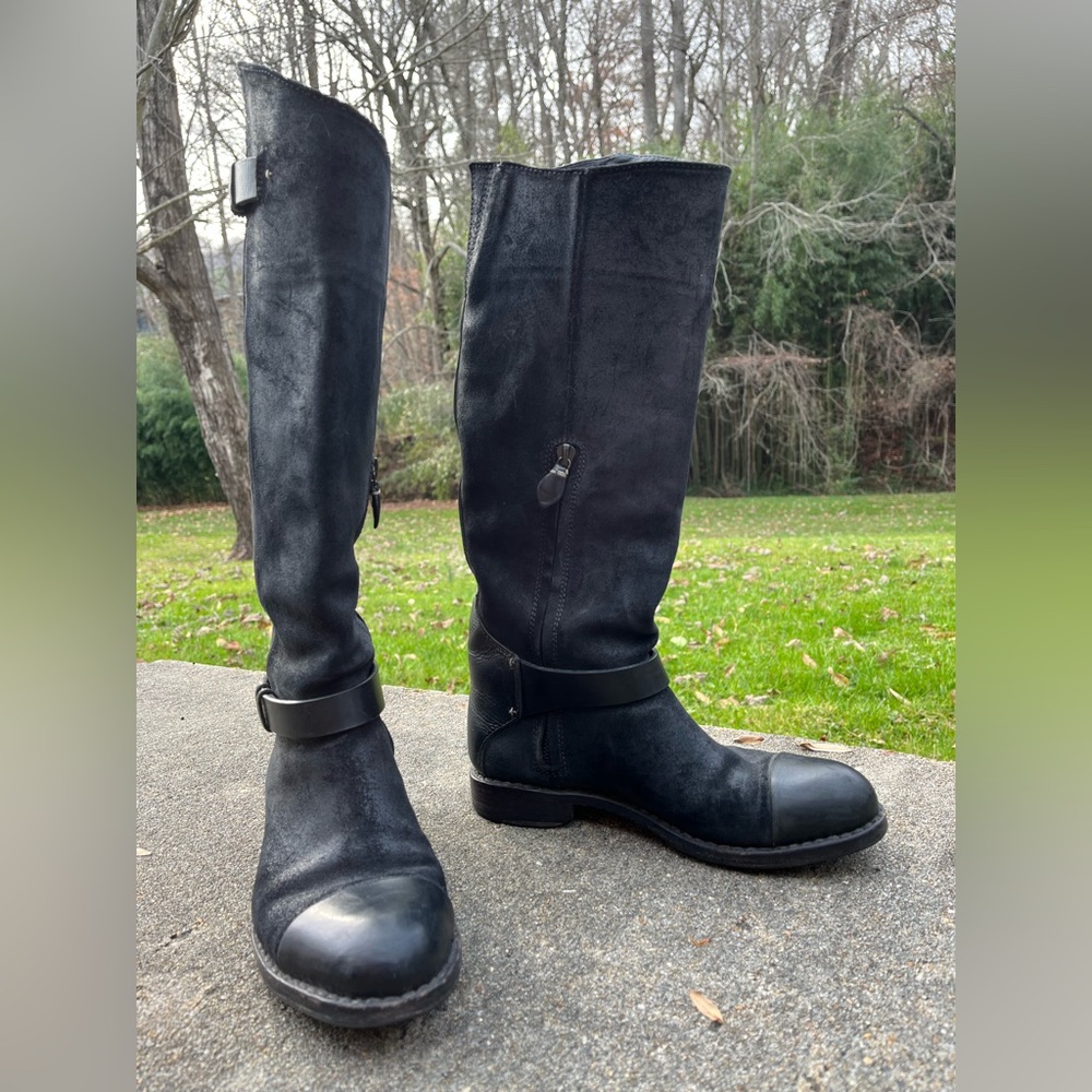Rag and Bone Black Oiled Suede Riding Boots Size 36 US 6/ 6.5